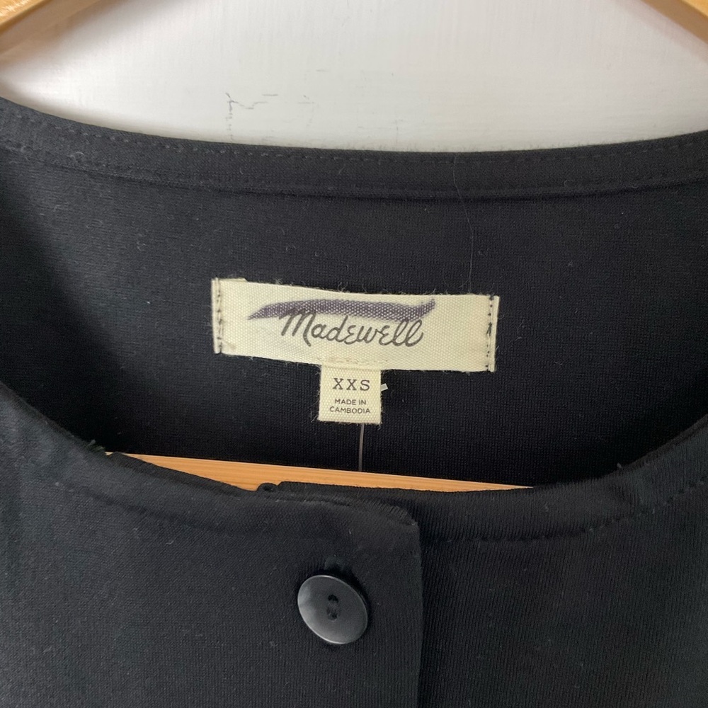 Madewell Black Jersey Knit Button Front Vest Size XXS New - Picture 2 of 5